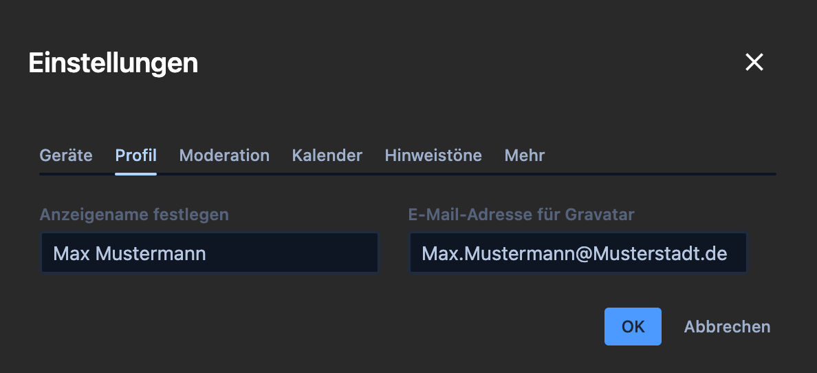 Profil 3 Profil Einstellungen